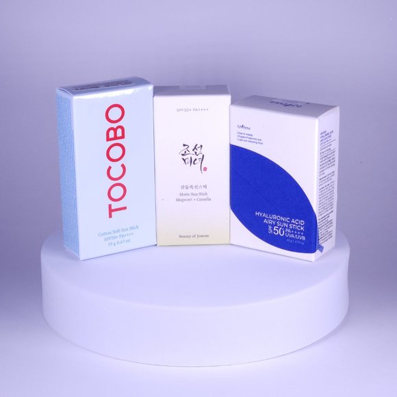TOCOBO Cotton SunStick+Beauty of Joseon Matte SunStick+Isntree Hyaluron SunStick - Picture 2 of 4